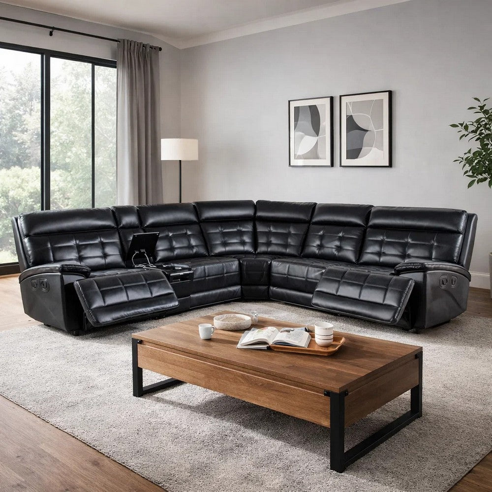 Nick 3pc Corner Power Recliner Sofa | 5 Seater | Cupholders | Black