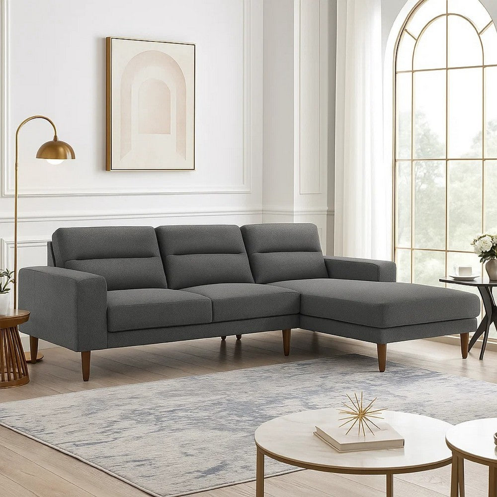 Vile 2pc Loveseat & Chaise Set | Foam & Dacron Fill | Gray Polyester