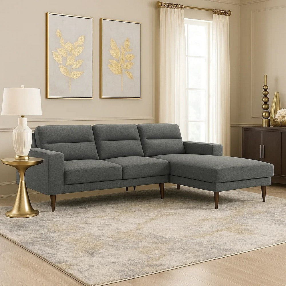 Vile 2pc Loveseat & Chaise Set | Foam & Dacron Fill | Gray Polyester