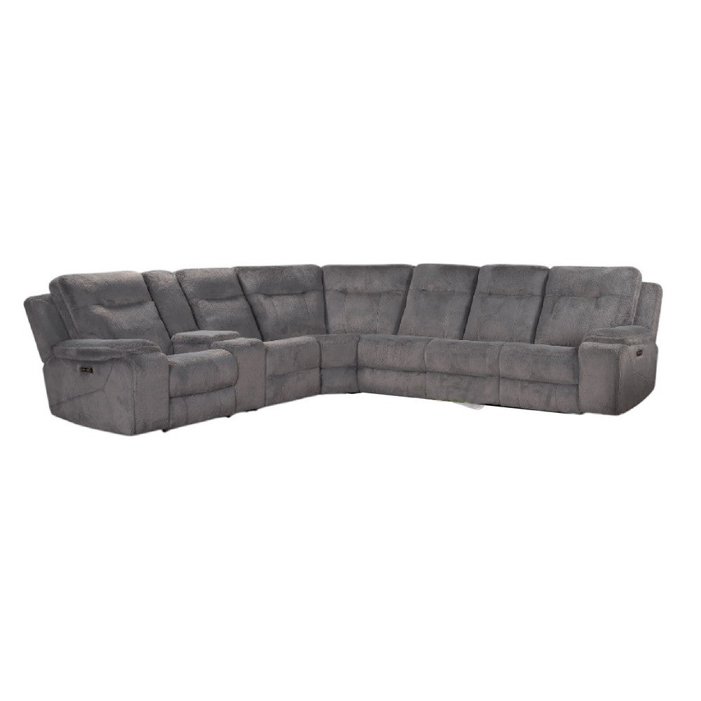 Ted 4pc Power Recliner Sofa Set | USB & Cupholders | Cloud Gray Polyester