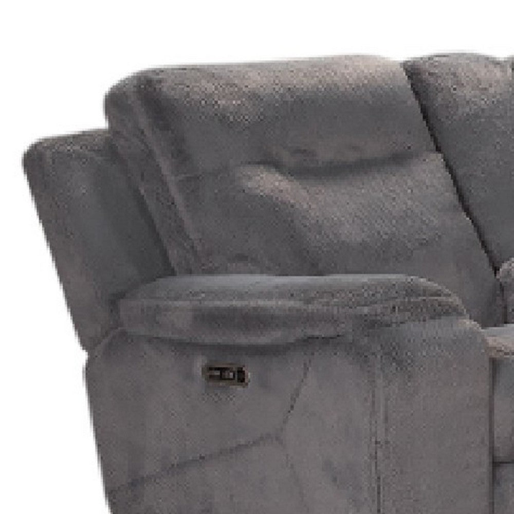 Ted 4pc Power Recliner Sofa Set | USB & Cupholders | Cloud Gray Polyester