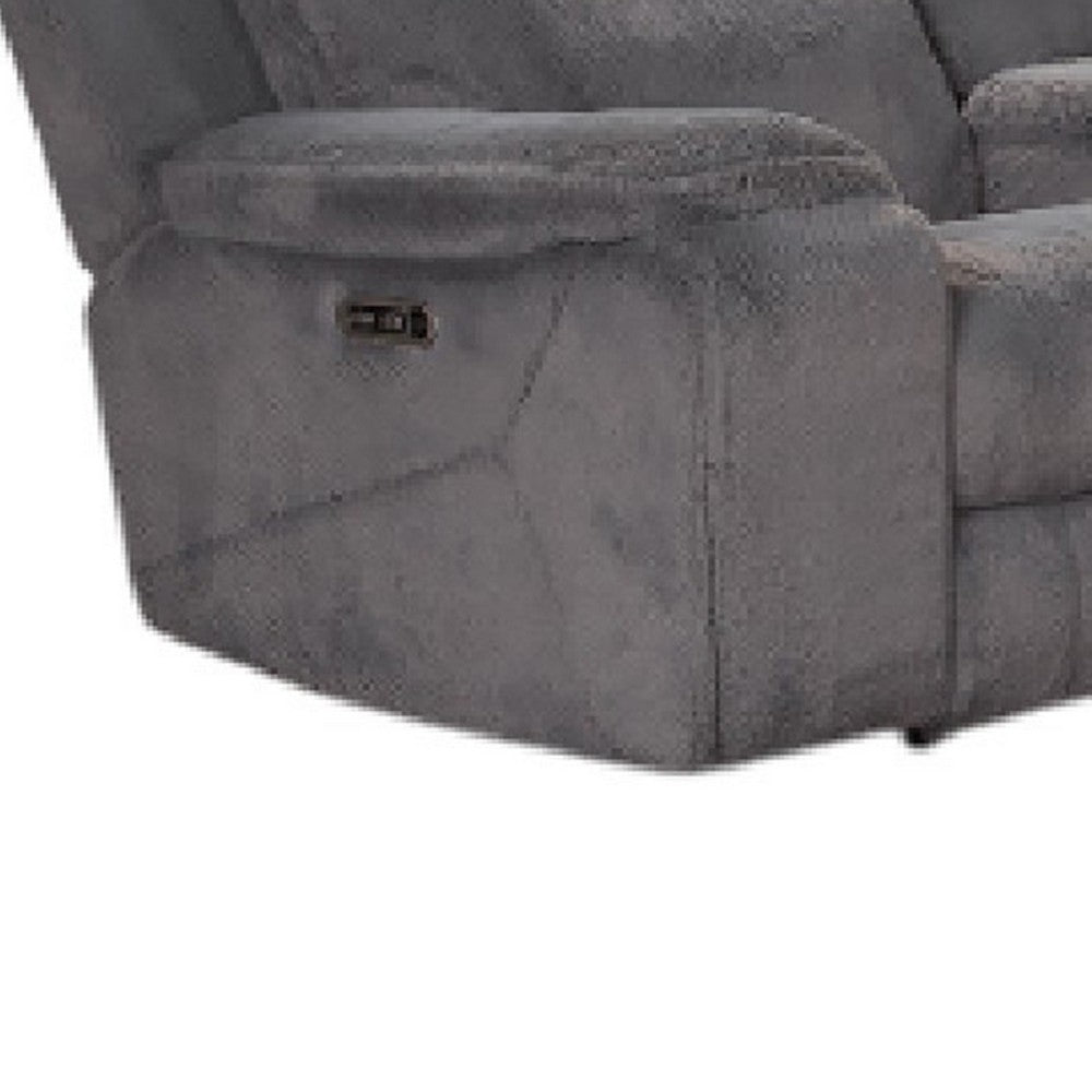 Ted 4pc Power Recliner Sofa Set | USB & Cupholders | Cloud Gray Polyester