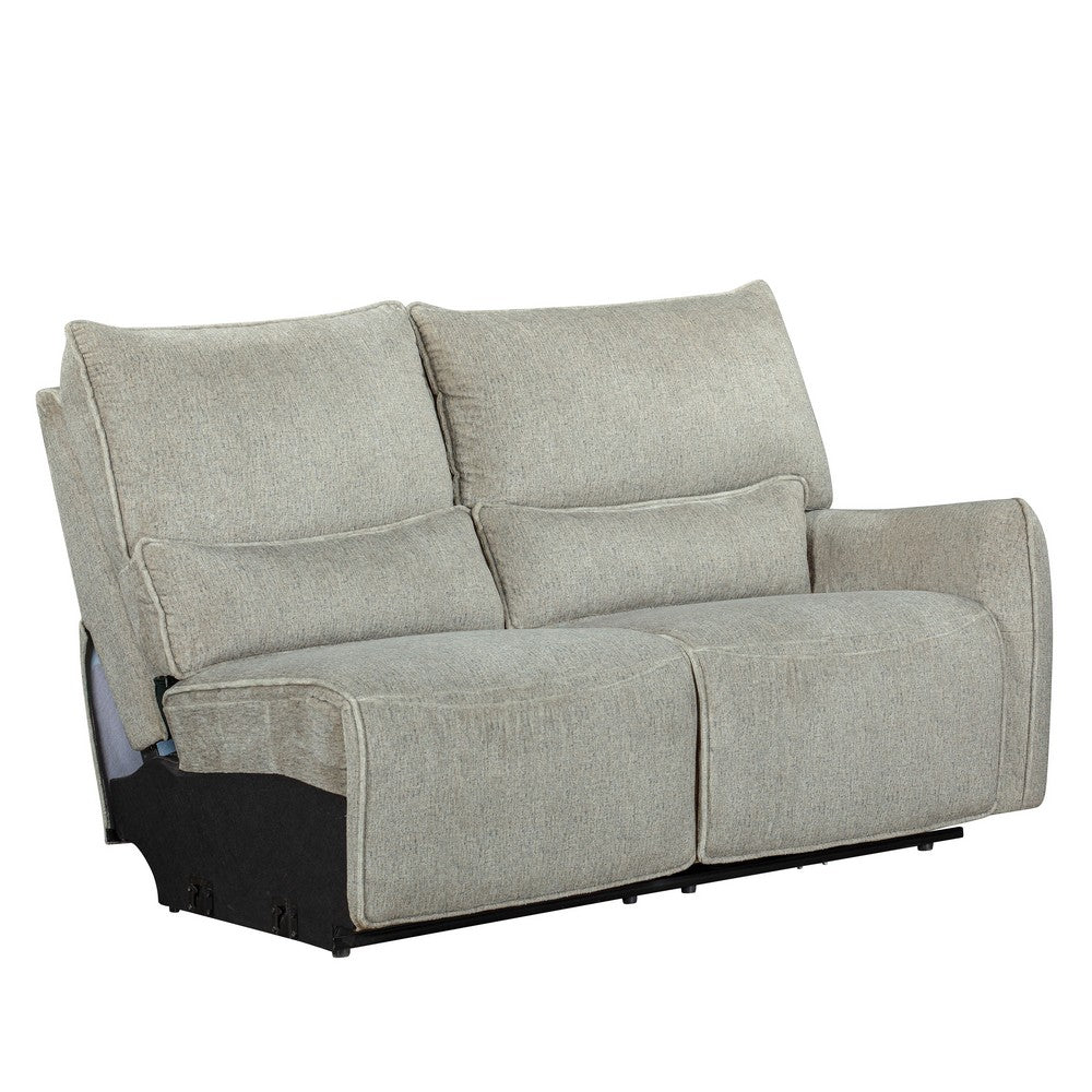 Rey 3pc Manual Reclining Sectional Sofa w Console & Wedge | Latte Gray