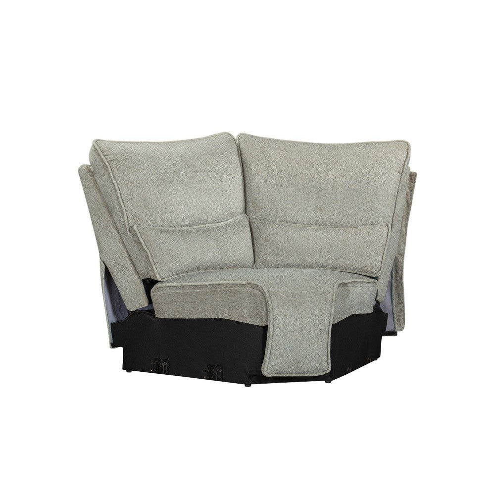 Rey 3pc Manual Reclining Sectional Sofa w Console & Wedge | Latte Gray