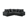 Ezo 3pc Modular Sectional Sofa Set | 6 Pillows | Black Ribbed Polyester