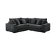 Ezo 3pc Modular Sectional Sofa Set | 6 Pillows | Black Ribbed Polyester