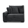 Ezo 3pc Modular Sectional Sofa Set | 6 Pillows | Black Ribbed Polyester