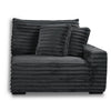 Ezo 3pc Modular Sectional Sofa Set | 6 Pillows | Black Ribbed Polyester