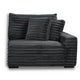 Ezo 3pc Modular Sectional Sofa Set | 6 Pillows | Black Ribbed Polyester