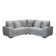 Ezo 3pc Modular Sectional Sofa Set | 6 Pillows | Gray Ribbed Polyester