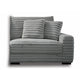 Ezo 3pc Modular Sectional Sofa Set | 6 Pillows | Gray Ribbed Polyester
