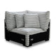 Ezo 3pc Modular Sectional Sofa Set | 6 Pillows | Gray Ribbed Polyester