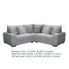 Ezo 3pc Modular Sectional Sofa Set | 6 Pillows | Gray Ribbed Polyester