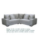 Ezo 3pc Modular Sectional Sofa Set | 6 Pillows | Gray Ribbed Polyester