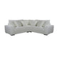 Ezo 3pc Modular Sectional Sofa Set | 6 Pillows | White Ribbed Polyester