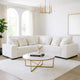 Ezo 3pc Modular Sectional Sofa Set | 6 Pillows | White Ribbed Polyester