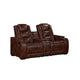 Choi 3pc Reclining Glider, Sofa, Loveseat, Chair Set | Brown Faux Leather