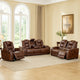 Choi 3pc Reclining Glider, Sofa, Loveseat, Chair Set | Brown Faux Leather