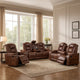 Choi 3pc Reclining Glider, Sofa, Loveseat, Chair Set | Brown Faux Leather