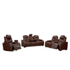 Choi 3pc Power Reclining Sofa, Loveseat, Chair Set | Brown Faux Leather