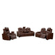Choi 3pc Power Reclining Sofa, Loveseat, Chair Set | Brown Faux Leather