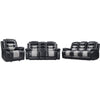 Asher 3pc Manual Recliner Sofa, Loveseat, Chair | Black Gray Faux Leather
