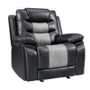 Asher 3pc Manual Recliner Sofa, Loveseat, Chair | Black Gray Faux Leather