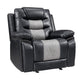 Asher 3pc Manual Recliner Sofa, Loveseat, Chair | Black Gray Faux Leather