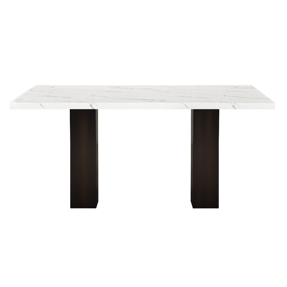 Fesy Dining Table | 68" Faux Marble Top w Adjustable Height | Black White