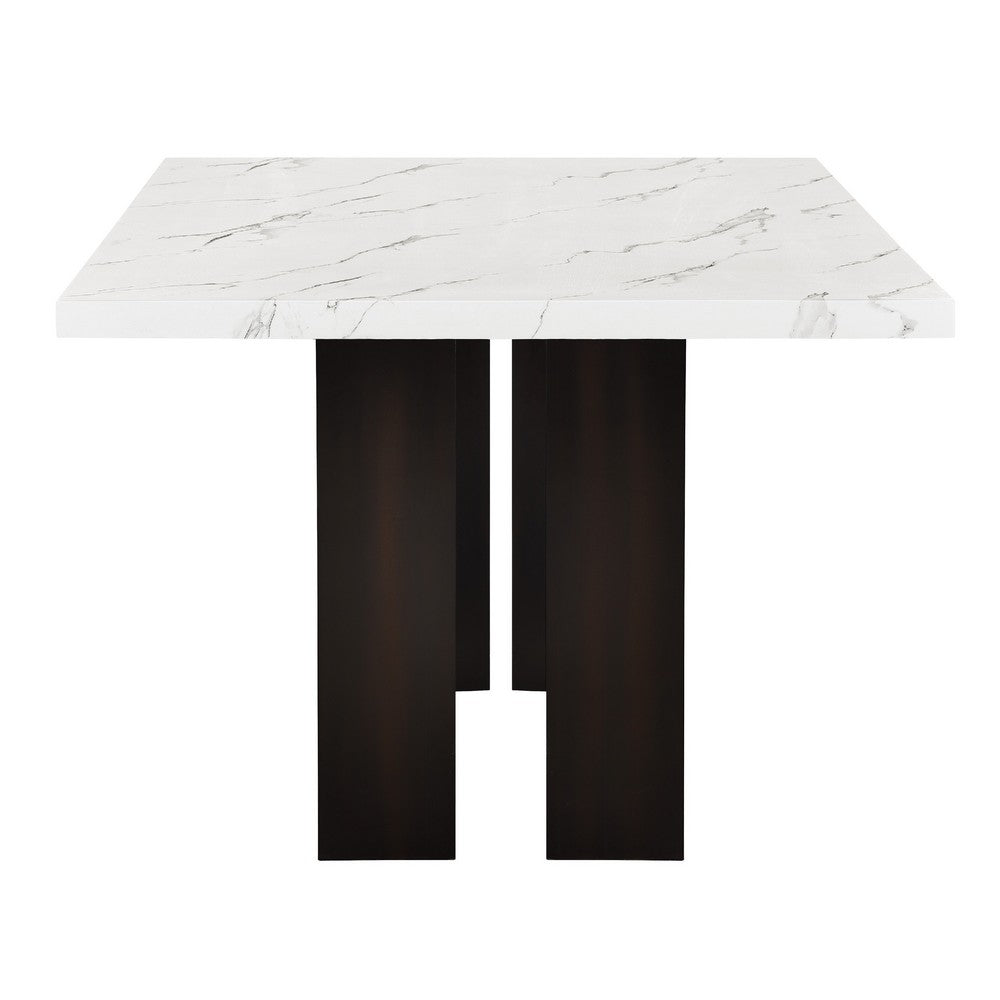 Fesy Dining Table | 68" Faux Marble Top w Adjustable Height | Black White
