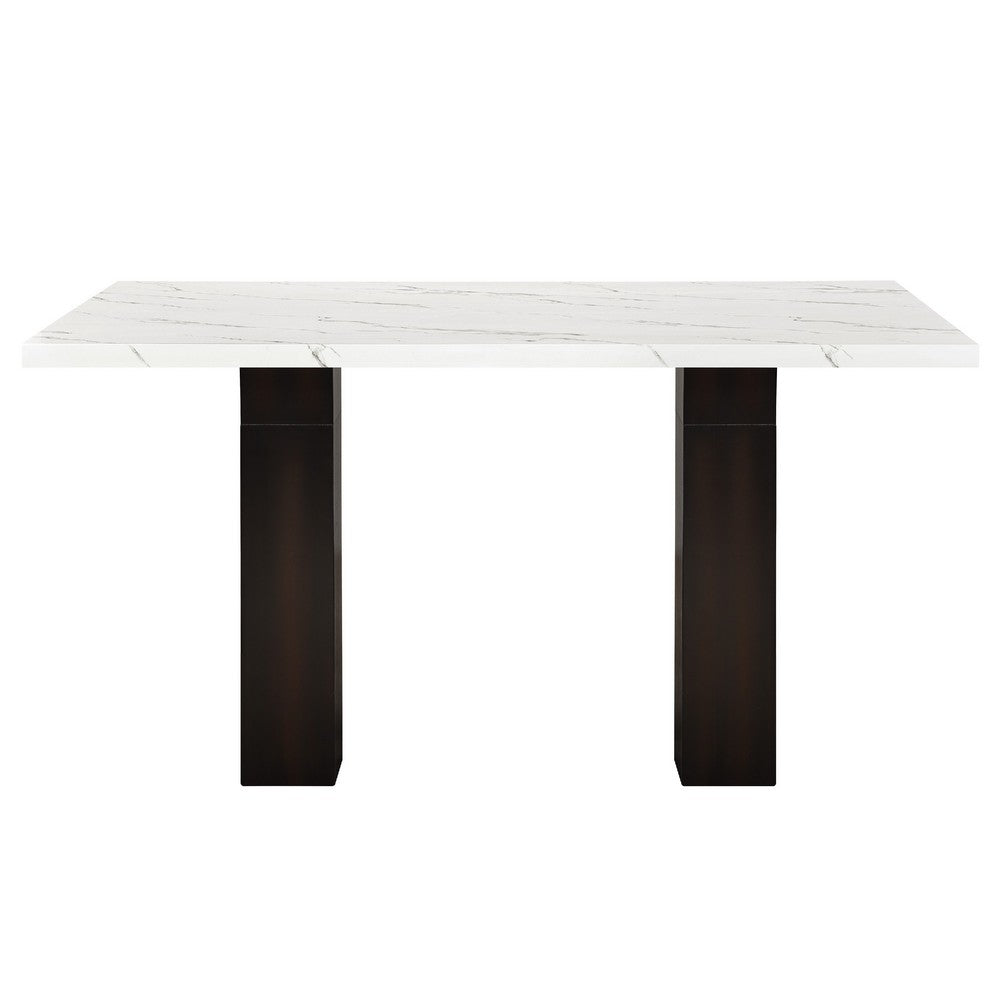 Fesy Dining Table | 68" Faux Marble Top w Adjustable Height | Black White