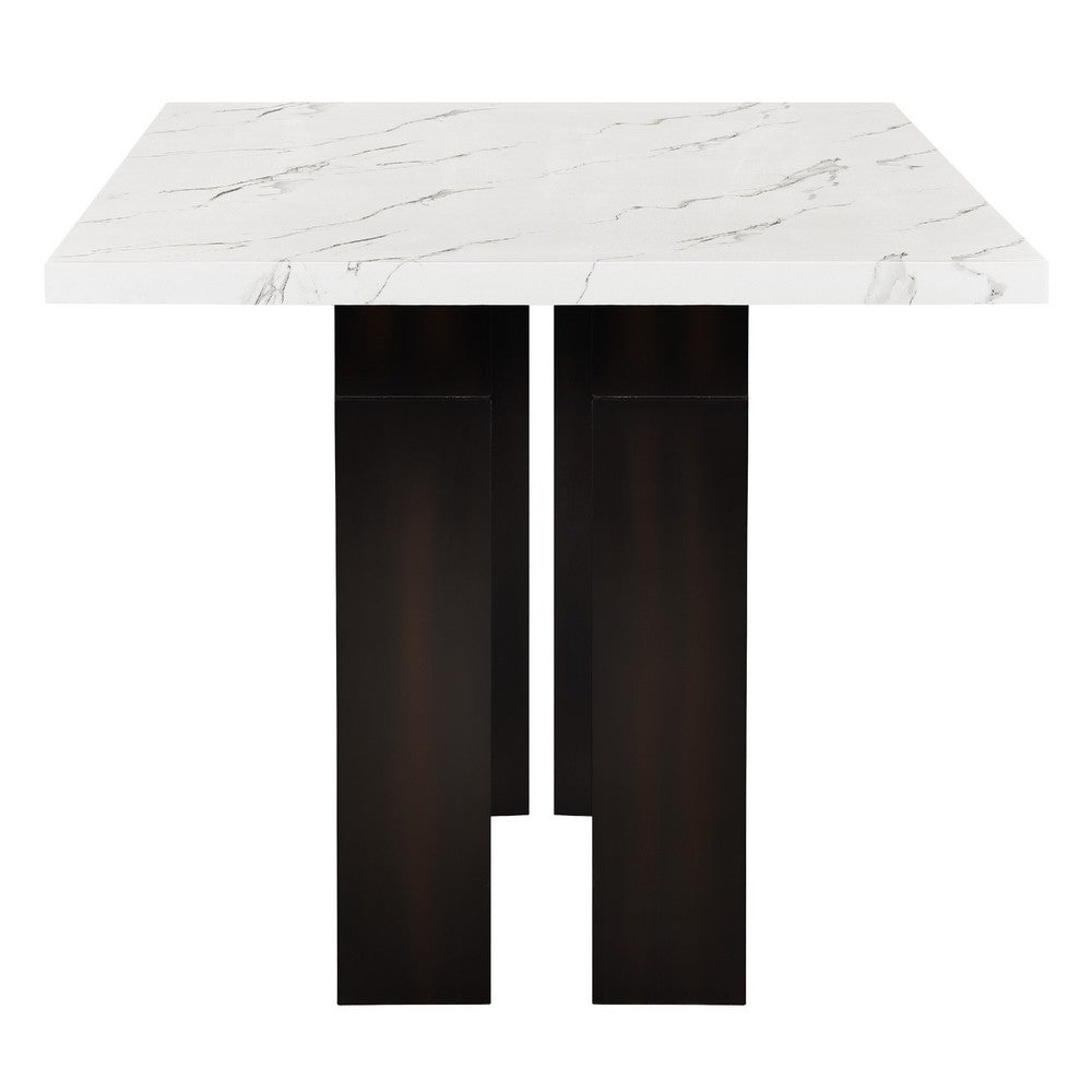 Fesy Dining Table | 68" Faux Marble Top w Adjustable Height | Black White