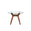 Scar Dining Table | 42" Round Glass Top w Lower Shelf | Walnut Brown