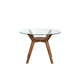 Scar Dining Table | 42" Round Glass Top w Lower Shelf | Walnut Brown