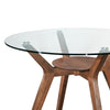 Scar Dining Table | 42" Round Glass Top w Lower Shelf | Walnut Brown