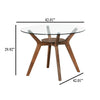 Scar Dining Table | 42" Round Glass Top w Lower Shelf | Walnut Brown