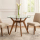 Scar Dining Table | 42" Round Glass Top w Lower Shelf | Walnut Brown