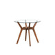 Scar Counter Height Table | 42" Glass Top | Open Shelf | Walnut Brown