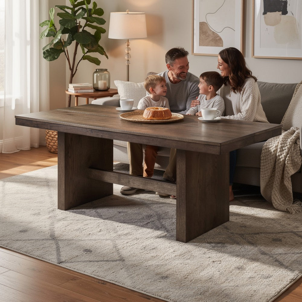 Ony Dining Table | 79" Rectangular Top | Dark Walnut Brown Wood
