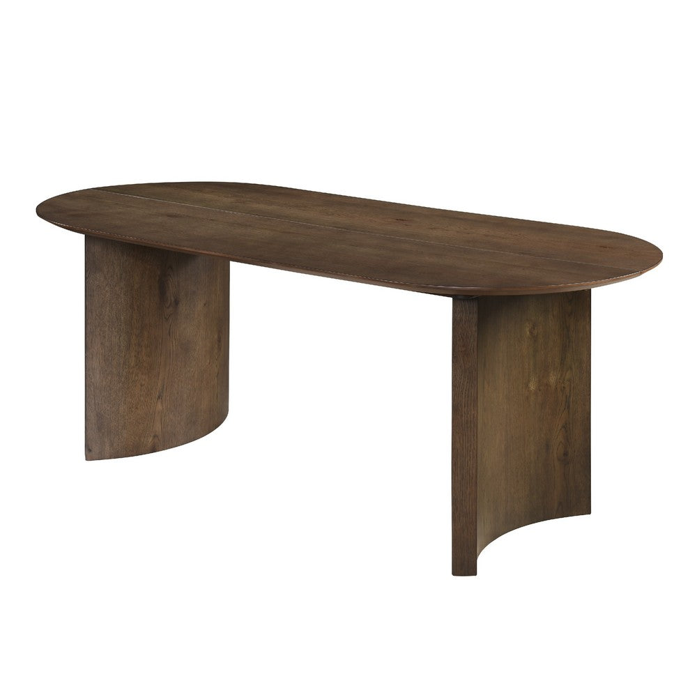 Ony Dining Table | 79" Oval Top | Dark Walnut Brown Pedestal Base