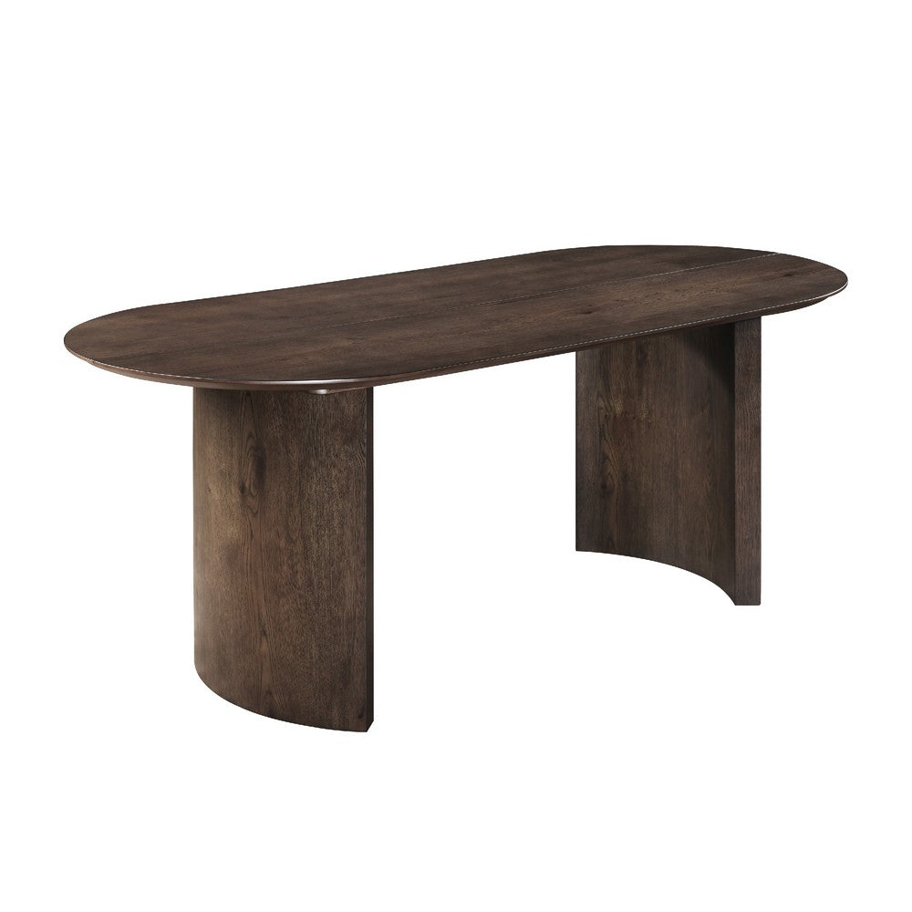 Ony Dining Table | 79" Oval Top | Dark Walnut Brown Pedestal Base