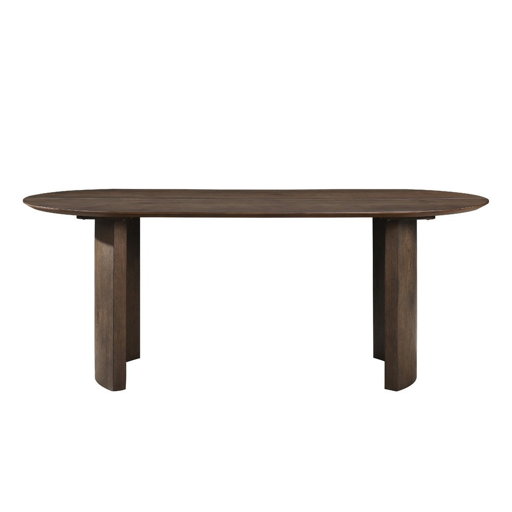 Ony Dining Table | 79" Oval Top | Dark Walnut Brown Pedestal Base