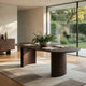Ony Dining Table | 79" Oval Top | Dark Walnut Brown Pedestal Base