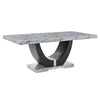 Lira Dining Table | 78" Faux Marble Top | Black U Shaped Pedestal