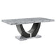 Lira Dining Table | 78" Faux Marble Top | Black U Shaped Pedestal