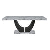 Lira Dining Table | 78" Faux Marble Top | Black U Shaped Pedestal