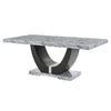 Lira Dining Table | 78" Faux Marble Top | Black U Shaped Pedestal