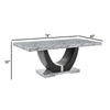 Lira Dining Table | 78" Faux Marble Top | Black U Shaped Pedestal