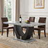 Lira Dining Table | 78" Faux Marble Top | Black U Shaped Pedestal