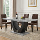 Lira Dining Table | 78" Faux Marble Top | Black U Shaped Pedestal